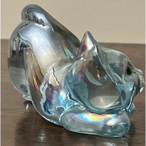 Vintage Fenton Hand painted Iridescent Crouching Kitty - Picture 5 of 7